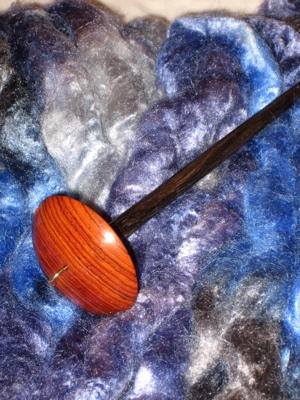 dyed silk and spindle