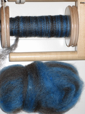 blue/brown wool-silk blend