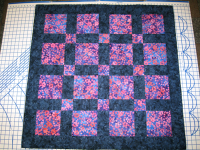 blue and purple quilt