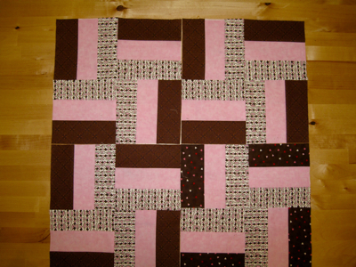 pink and brown rail fence quilt blocks